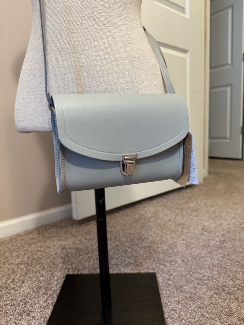 The Cambridge Satchel Company Pale Gray Crossbody with Silver Clasp